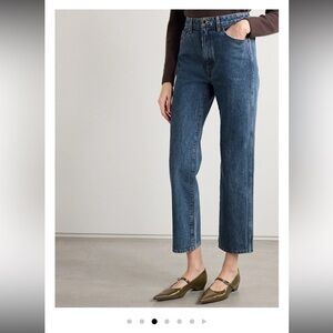 KHAITE Abigail cropped high-rise straight leg jeans Color: ‘Blue’ Size: 27